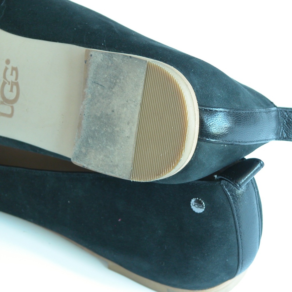 UGG Black Leather Suede “Lynley” Ballerina SZ 7 - Picture 5 of 7